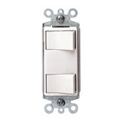 I5 Amp, 120 Volt, Decora Brand Style Single-Pole AC Combination Switch, Individual Switches, Commercial Grade, Grounding, White