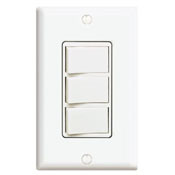 15 Amp, 120 Volt, Individual Switches, Decora Brand Style Three Rocker Combination Switch, Commercial Grade, with Ground Screw, White