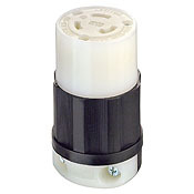 20 Amp, 125 Volt, NEMA L5-20R, 2P, 3W, Locking Connector, Industrial Grade, Grounding- Black-White