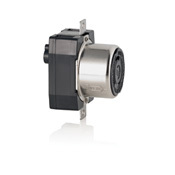 50 Amp, 250 Volt Dc/600 Volt AC, Black and White Locking Flush Mount Receptacle, Industrial Grade, Grounding, Black
