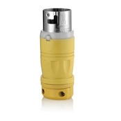 50Amp, 125V AC, Non-NEMA, 2P, 3W, Black & White Locking Plug, Industrial Grade, Grounding, Corrosion Resistant(CR) Yellow/White