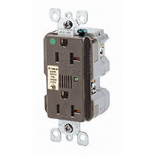 20 Amp, 125 Volt, NEMA 5-20R, 2P, 3W, Decora Plus Duplex Receptacle, Straight Blade, Hospital Grade, Self Grounding, Surge w/ Indicator Light & Audible Alarm, Back & Side Wired, Steel Strap, - Ivory