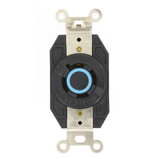 20-Amp, 120/208-Volt- 3PY, Flush Mounting Locking Receptacle, Industrial Grade, Non-Grounding, V-0-MAX, Black