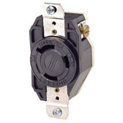 30-Amp, 125/250-Volt, NEMA L10-30R, 3P, 3W, Flush Mounting Locking Receptacle, Industrial Grade, Non-Grounding, V-0-MAX, Black