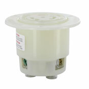 30-Amp, 250 Volt- 3PY, Flanged Outlet Locking Receptacle, Industrial Grade, Grounding, White