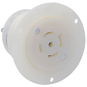 20 Amp, 120/208 Volt 3PY, NEMA L21-20R, 4P, 5W, Locking Flanged Outlet , Industrial Grade, Grounding, White