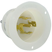 30-Amp, 277/480 Volt- 3PY, Flanged Inlet Locking Receptacle, Industrial Grade, Grounding, White