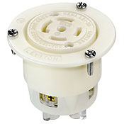 30 Amp, 120/208 Volt- 3PY, Flanged Outlet Locking Receptacle, Industrial Grade, Grounding, White