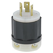 20 Amp, 480 Volt, NEMA L8-20P, 2P, 3W, Locking Plug, Industrial Grade, Grounding - Black-White