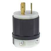 20 Amp, 125/250 Volt, NEMA L10-20P, 3P, 3W, Locking Plug,Industrial Grade, Non-Grounding, - Black-White
