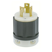 30 Amp, 600 Volt 3-Phase, NEMA L13-30P, 3P, 3W, Locking Plug, Industrial Grade, Non-Grounding - Black-White