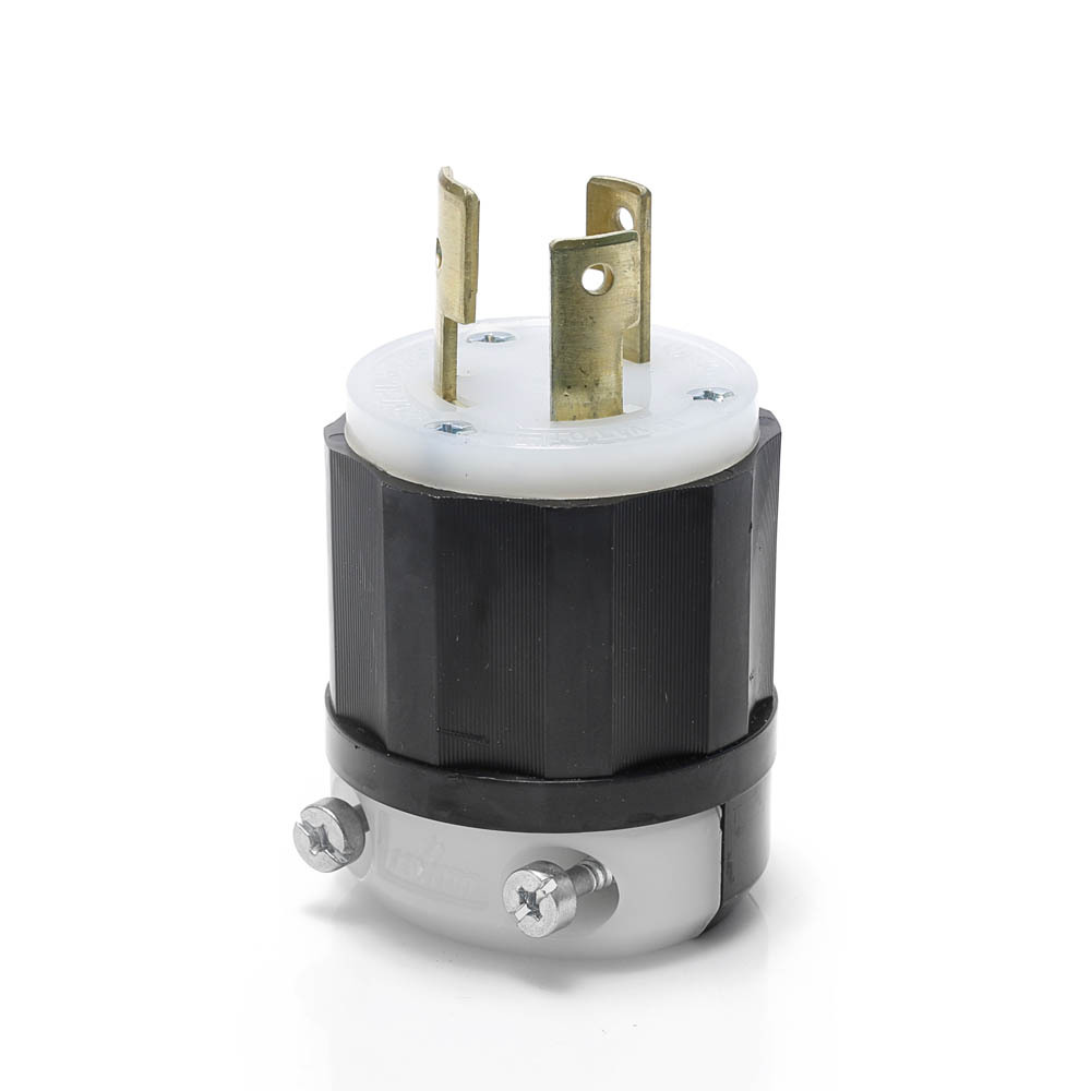 30 Amp, 125/250 Volt, NEMA L10-30P, 3P, 3W, Locking Plug, Industrial Grade, Non-Grounding - Black-White