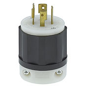 20 Amp, 250 Volt 3-phase, NEMA L15-20P, 3P, 4W, Locking Plug, Industrial Grade, Grounding - Black-White