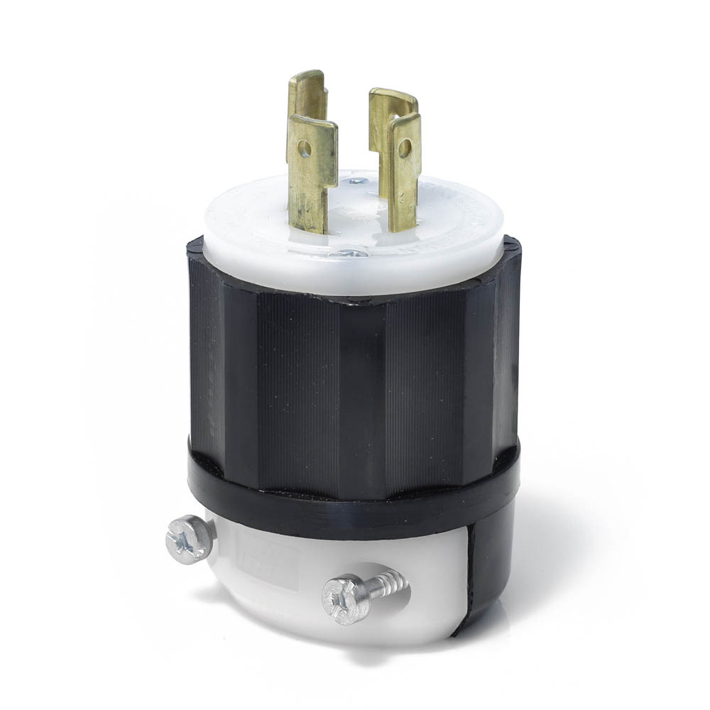 . 20 Amp, 120/208 Volt 3PY, NEMA L18-20P, 4P, 4W, Locking Plug, Industrial Grade, Non-Grounding - Black-White