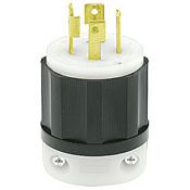 30 Amp, 250 Volt 3-phase, NEMA L15-30P, 3P, 4W, Locking Plug, Industrial Grade, Grounding - Black-White