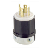 30 Amp, 277/480 Volt 3PY, NEMA L19-30P, 4P, 4W, Locking Plug, Industrial Grade, Non-Grounding - Black-White