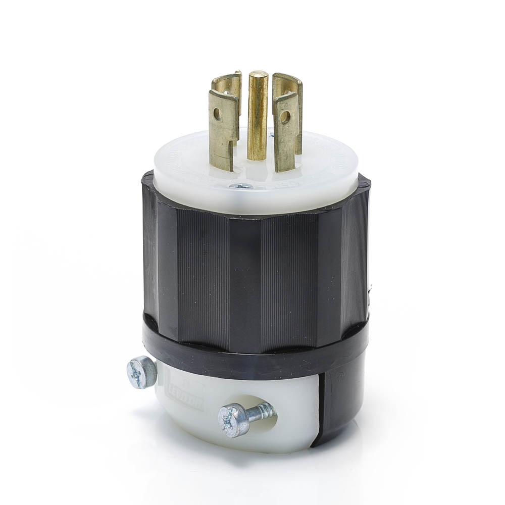 20 Amp, 120/208 Volt 3PY, NEMA L21-20P, 4P, 5W, Locking Plug, Industrial Grade, Grounding - Black-White