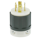 30 Amp, 347/600 Volt 3PY, NEMA L23-30P, 4P, 5W, Locking Plug, Industrial Grade, Grounding - Black-White