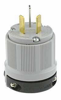 20-Amp, 125-Volt, Plug, Straight Blade, Industrial Grade, Non-Grounding, Gray