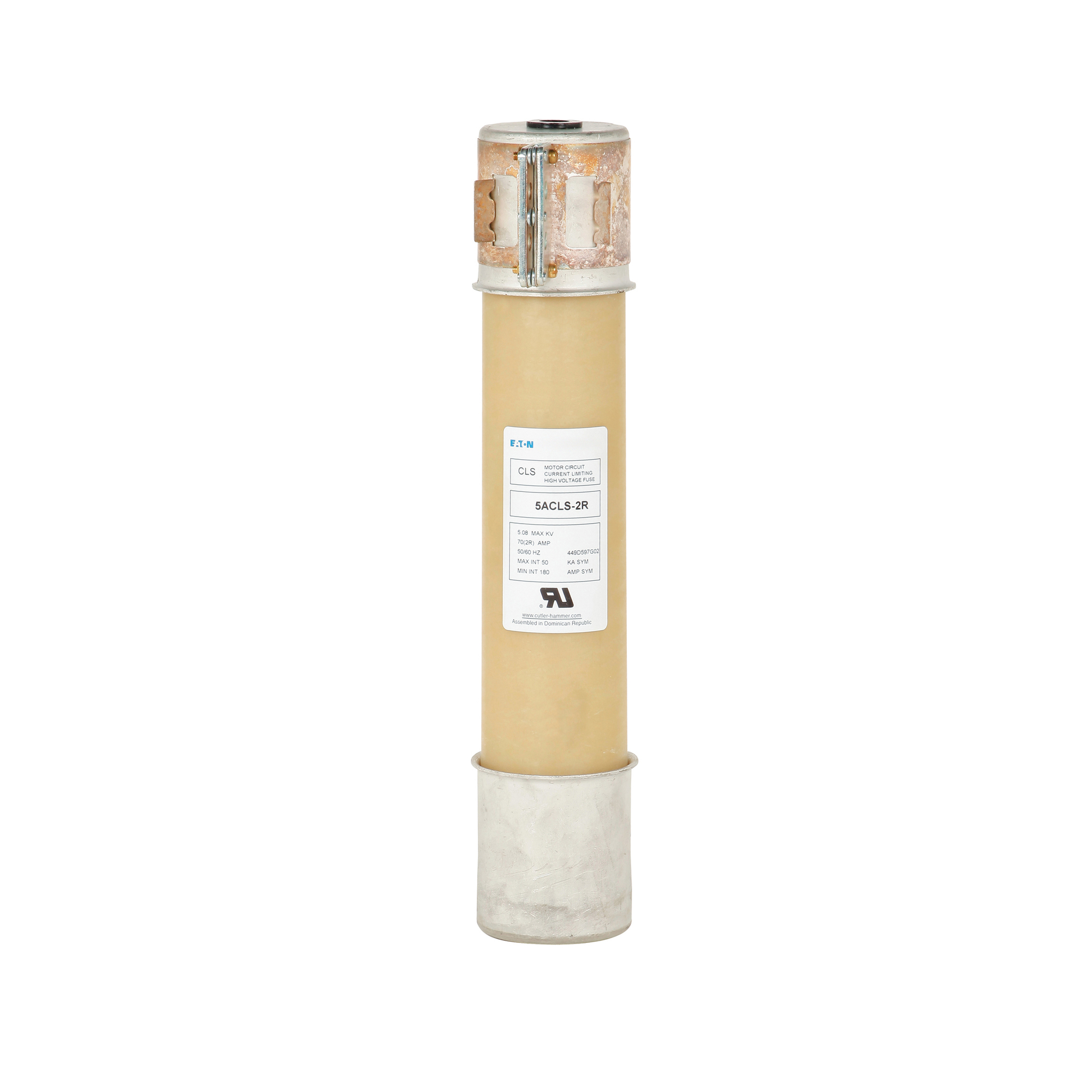 Eaton Bussmann series 2ACLS fuse, Single barrel, 5R designation, 2.4 kV, 150A, 50 kAIC, Motor start, ACLS, Class R, Ampgard, Single barrel