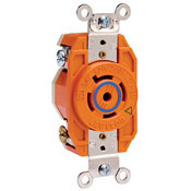30 Amp, 125 Volt, Flush Mounting Locking Receptacle, Industrial Grade, Isolated Ground, V-0-MAX, Orange