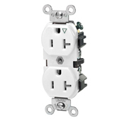20-Amp, 125 Volt, Industrial Series Heavy Duty Specification Grade, Duplex Receptacle, Straight Blade, Isolated Ground, White