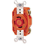 30-Amp, 480-Volt- 3PY, Flush Mounting Locking Receptacle, Industrial Grade, Isolated Ground, Orange