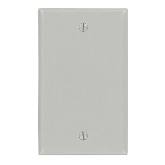 1-Gang No Device Blank Wallplate, Standard Size, Thermoset, Box Mount, Gray