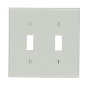 2-Gang Toggle Device Switch Wallplate, Standard Size, Thermoset, Device Mount, Gray