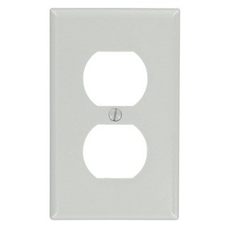 1-Gang Duplex Device Receptacle Wallplate, Standard Size, Thermoset, Device Mount, Gray