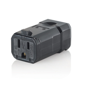 15 Amp, 125 Volt, NEMA 5-15R, 2P, 3W, Connector, Straight Blade, Industrial Grade, Grounding, Python - BLACK