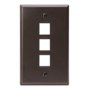 QuickPort Wallplate, Single Gang, 3-Port, Brown