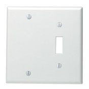 2-Gang 1-Toggle 1-Blank Device Combination Wallplate, Standard Size, 302 Stainless Steel, Box Mount, - Stainless Steel