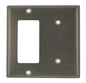 2-Gang 1-Blank Decora/GFCI Device Combination Wallplate, Stainless Steel