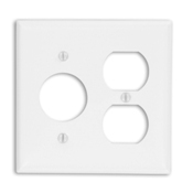 2-Gang 1-Duplex 1-Single 1.406-Inch Diameter, Device Combination Wallplate, Painted Metal, Device Mount, White