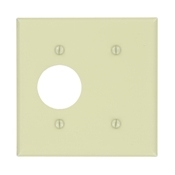 2-Gang 1-Blank 1-Single 1.406-Inch Diameter, Device Combination Wallplate, Painted Metal, Strap Mount, White