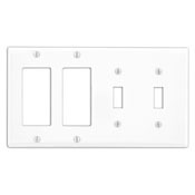 4-Gang 2-Toggle Decora/GFCI Device Combination Wallplate, Device Mount, White