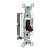 15 Amp, 120/277 Volt, Toggle Single-Pole Ac Quiet Switch, Commercial Grade, Grounding, Brown