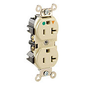 Narrow Body Duplex Receptacle, Straight Blade, Hospital Grade, Isolated Ground, Blue