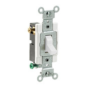 15 Amp, 120/277 Volt, Toggle 3-Way AC Quiet Switch, Commercial Spec Grade, Grounding, Side Wired, - White
