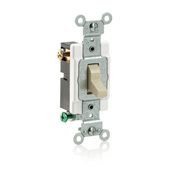 20-Amp, 120/277-Volt, Toggle 3-Way AC Quiet Switch, Commercial Grade, Grounding, Gray