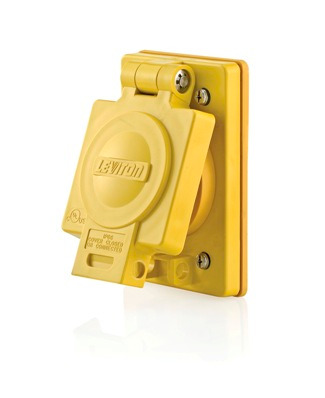 15 Amp, 277 Volt, Receptacle, Single Locking Receptacle, Industrial Grade, Grounding, Wetguard Flip Lid, Yellow