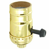 Aluminum Shell Incandescent Lampholder, Removeable Turn Knob, 2-Circuit, 1/8 Ips Tapped Bushing With Set Screw, For Controling Two Sockets, Brass