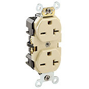 20 Amp, 250 Volt, Industrial Heavy Duty Grade, Duplex Receptacle, Straight Blade, Self Grounding, Brown