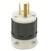 15 Amp, 125 Volt, NEMA 5-15P, 2P, 3W, Industrial Grade, Plug, Straight Blade, Grounding, Power Indication, Black-White