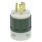 15/10-Amp, 125-Volt/250-Volt, Locking Plug, Industrial Grade, Non-Grounding, Black-White