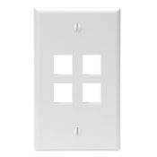 QuickPort Wallplate, Single Gang, 4-Port, White