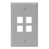 QuickPort Wallplate, Single Gang, 4-Port, Grey