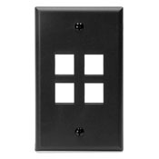 Single-Gang QuickPort Wallplate, 4-Port, Black