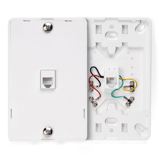 Telephone Wall Jack, 6P4C, Screw Terminal, Light Almond, White